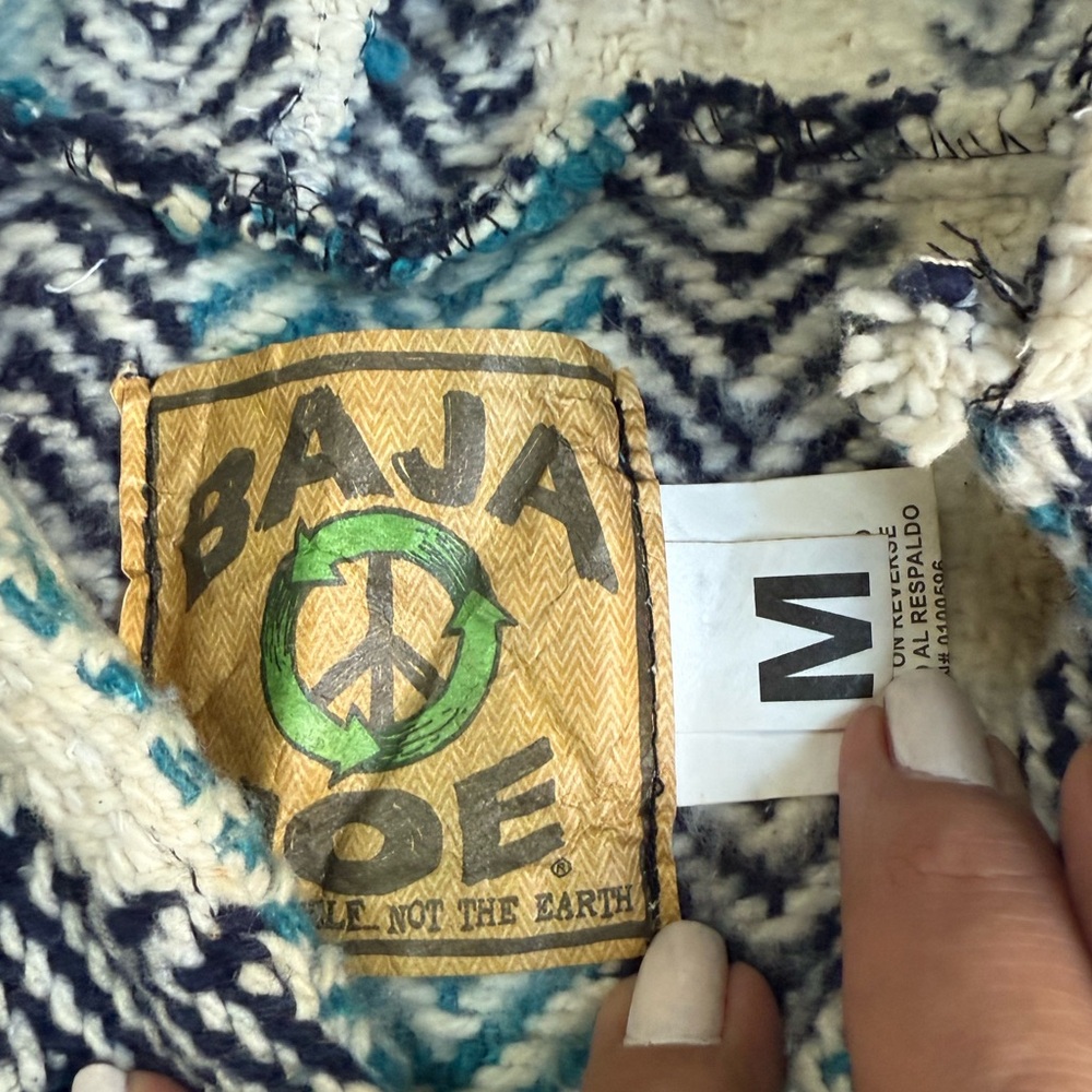 Blue and White Striped Baja Hoodie Medium - Picture 7 of 10